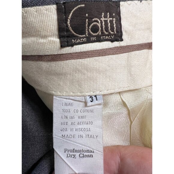 CIATTI dress pants trousers 32 x 25 flat front pockets charcoal wool lined - Picture 9 of 11